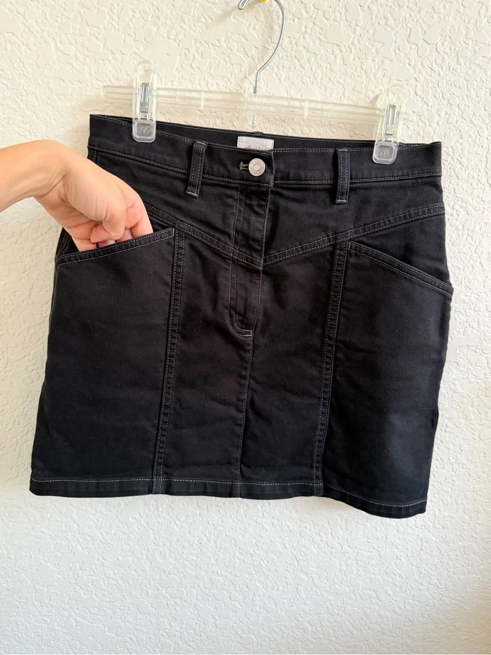 Aritzia Wilfred Denim Black Mini Skirt Classic Black 6